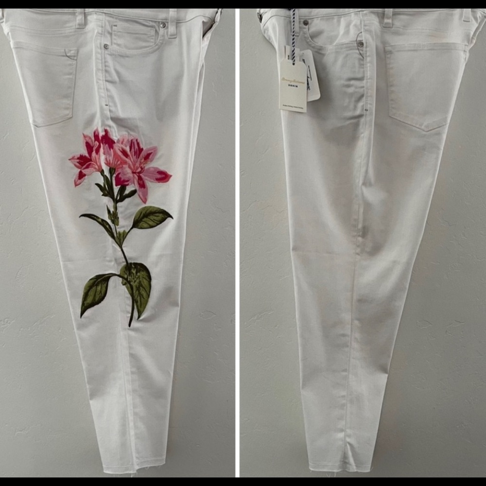 NWT💥Tommy Bahama Ella Twill Embroidered Floret Crop Slim Boyfriend Jeans… - Picture 4 of 10